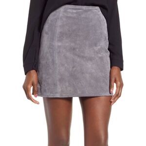 Blank NYC Genuine Suede "Silver Screen" Grey Paneled Mini Skirt, Sz. 24 (0/XS)